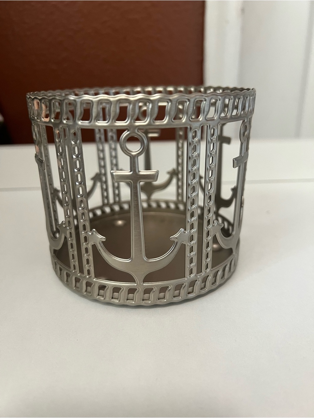 Bath & Body Works 3 Wick Candle Holder Anchor Chain Nautical Sailor Silver